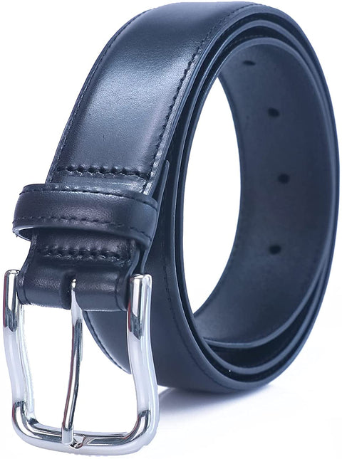 BLUESEAGULL Leather Belt for Men with Single Prong, Dress and Causal, Italian Full Grain Genuine Waist Leather, 1 3/8" Wide