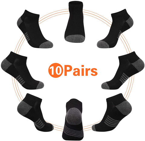 10 Pack Low Cut Athletic Cushioned Casual Socks