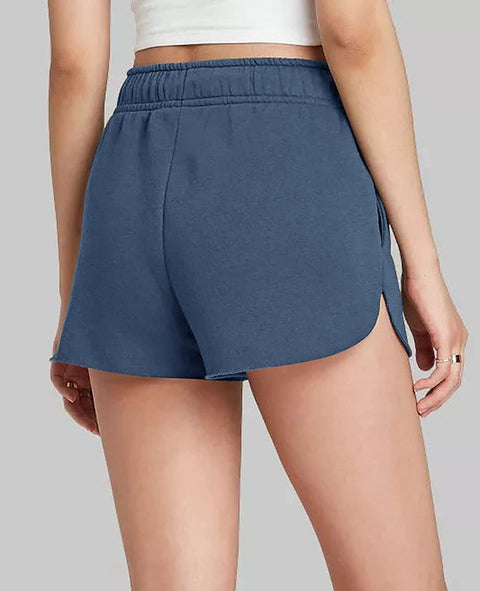 Women's Cotton Blend Yoga and Running Shorts with Pockets Grey Blue X-Large