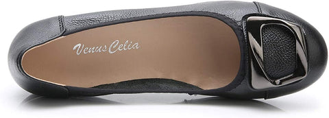 VenusCelia Women's Buckle Dance Flat Shoe