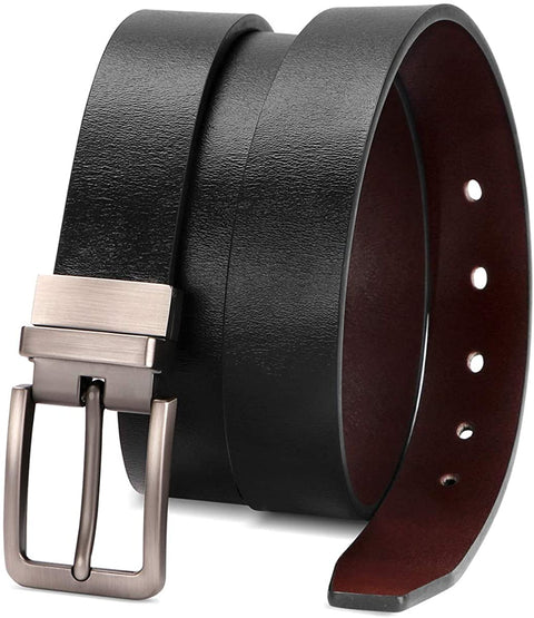 Reversible Leather Belts for Women with Rotated Metal Buckle Black/Brown Women Belts