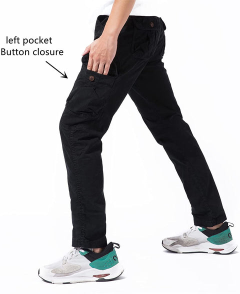 DGWZ Mens Casual Cargo Pants Straight Leg Chinos Cotton Slim Fit Work Pants for Men