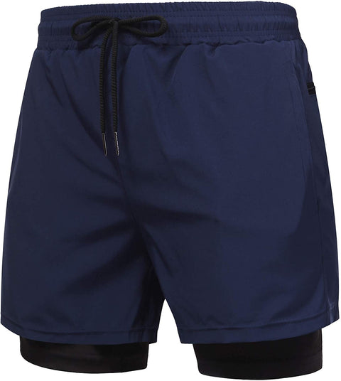 Men's 2 in 1 Active Short Elasticity Lightweight Quick Dry Jogger Shorts