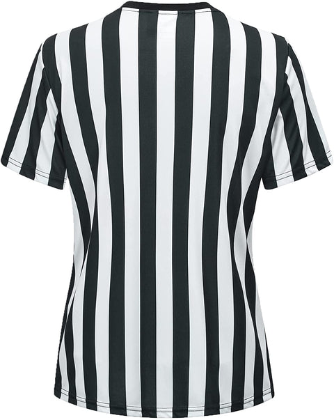 Women's Referee Shirt Black & White Stripe Costume Short