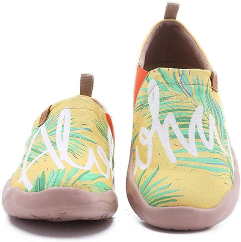 UIN Women's Aloha Canvas Hawaii Collection Causal Comfort Slip On Shoes Yellow