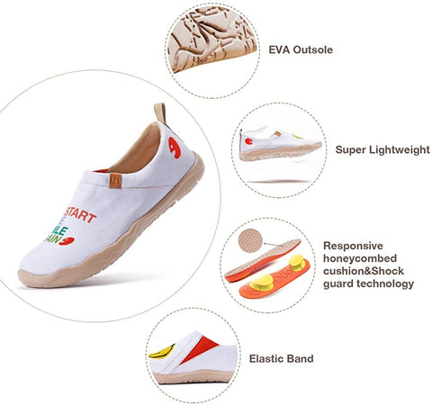 UIN Smiley Slip On Fashion Sneakers Cute Casual Fancy Art Painted Comfort Soft Shoes