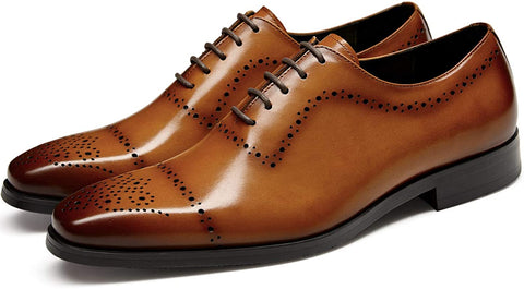 GIFENNSE Men's Dress Shoes Genuine Leather Business Oxford Formal Wedding for Men