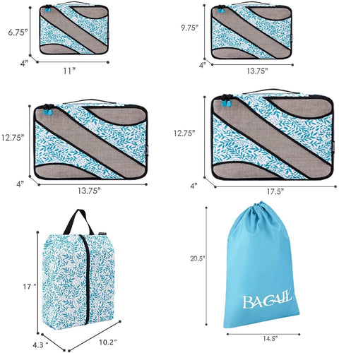 BAGAIL 6 Set Packing Cubes+3 Ultralight Zipper Pouch