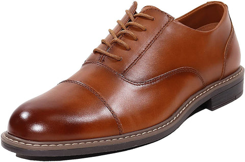 EETTARO Men's Modern Cap Toe Oxford Dress Shoes Classic Formal Business Lace Up Wingtip Shoe
