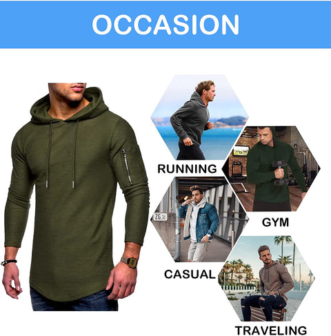 Men's Hoodies Sweatshirts Lightweight Gym Workout Long Sleeve Athletic Hoody