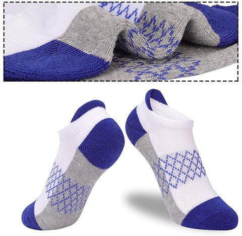 Boys Socks 6 Pairs Ankle Athletic Sock Half Cushioned Low Cut Socks for Toddler Little Big Kids