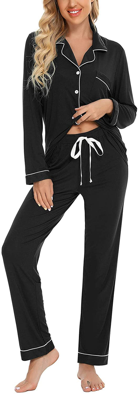 Pajamas Women's Long Sleeve Sleepwear Button Down Pj Sets Soft Loungewear Pajama Set for Women S-XXL