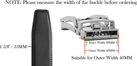 CHAOREN Ratchet Belt Replacement Strap 1 3/8”, Genuine Leather Belt Casual for 40MM Slide Click Buckle