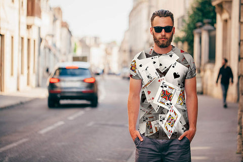 Unisex Poker Shirts Funny 3D Printed Graphics Casino Tshirt Deck of Card Shirt