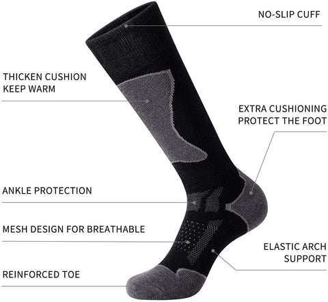 CelerSport 2/3 Pack Men's Ski Socks for Skiing, Snowboarding, Cold Weather, Winter Performance Socks