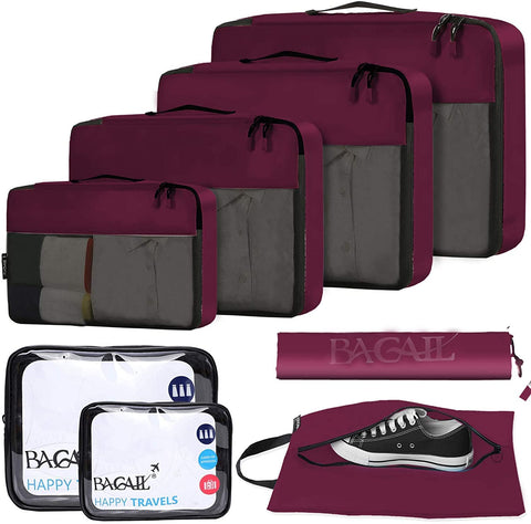 BAGAIL 8 Set Packing Cubes+3 Ultralight Zipper Pouch