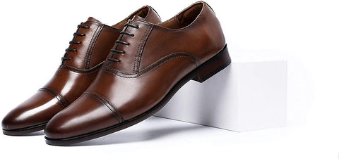 DESAI Classic Oxford Dress Shoes Mens Formal Business Lace-up Full Grain Leather Shoes for Men