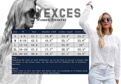 Sweaters for Women Crew Neck Hinge Flowers Cable Knit Pullover Autumn and Winter Sweater