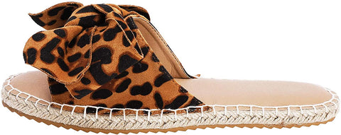 Ruanyu Womens Flat Slide Sandals Open Toe Bowknot Espadrille Slip On Comfortable Cork Sandals