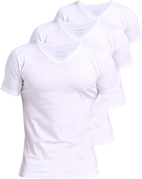 Comfneat Men's 3-Pack Undershirts Cotton Spandex Stretchy Comfy V-Neck T-Shirts