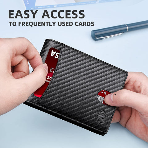 Zitahli Slim RFID Wallet for Men with Bill Pocket, Bifold Mens Wallet Front Pocket Wallet Leather Minimalist Credit Card Holder for Men with Gift Box and ID Window