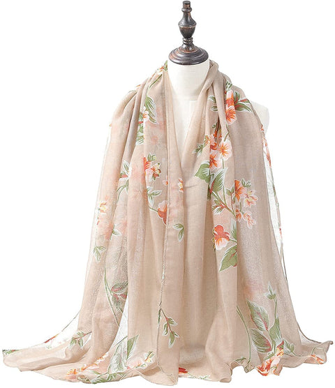 Women Floral Sheer Scarf Shawl - 3PCS Lightweight Scarfs Shawl Wrap Scarves Thin Scarfs for Women Soft Long Scarf