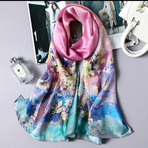 100% Mulberry Silk Long Scarf for Women