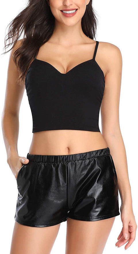 Women's Shiny Metallic Elastic Waist Hot Sparkly Shorts