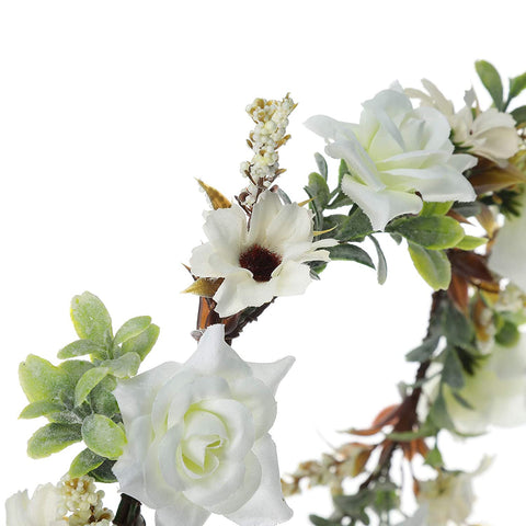 Leaf Flower Crown Garland Headpiece - Handmade Hair Garland Floral Wreath Adjusatble Flower Headbands for Bridal Wedding Festival Party Flower Leaves Crown (Cream white)