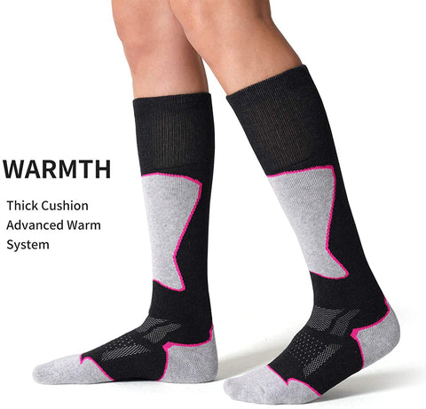 CELERSPORT 2/3 Pack Women's Ski Socks for Skiing, Snowboarding, Cold Weather Warm Socks, Winter Thermal Socks