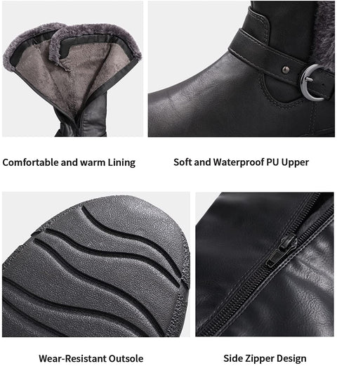 mysoft Women's Winter Knee High Boots Faux Fur Lined Zipper Tall Flat Boots