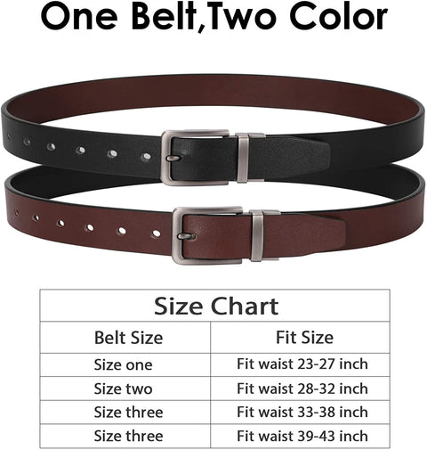 Reversible Leather Belts for Women with Rotated Metal Buckle Black/Brown Women Belts