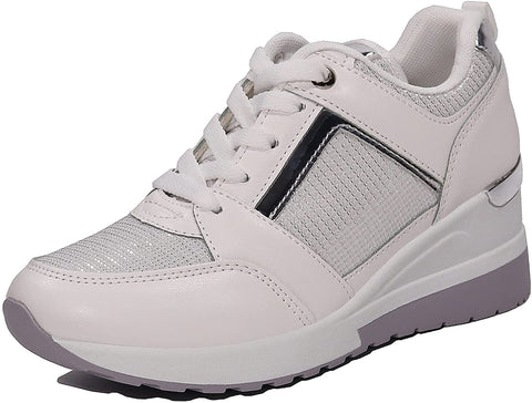 EETTARO Women's Wedge Platform Fashion Sneakers Ladies Lace Up High Heel Lightweight Walking Shoes