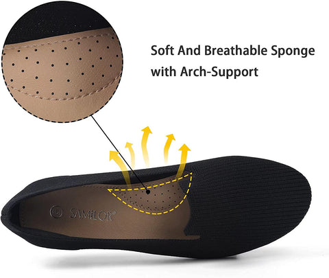 Samilor Loafers for Women Breathable Mesh Flats Shoes Women Slip On Round Toe Loafers for Women Comfortable Low Wedge Casual Shoes