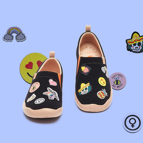 UIN Men's Slip Ons Lightweight DIY Stylish Pattern Stickers Walking Casual Loafers Comfortable Art Travel Shoes