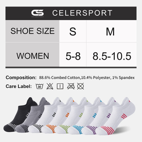 CelerSport 6 Pack Women's Ankle Running Socks Low Cut Athletic Sports Socks