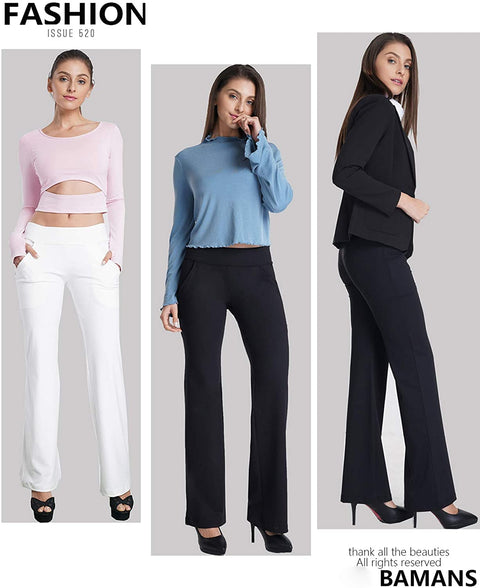Yoga Dress Pants for Women Bootcut, Slant Pockets, Wide Flare, Workout Long Bootleg Dress Yoga Pants