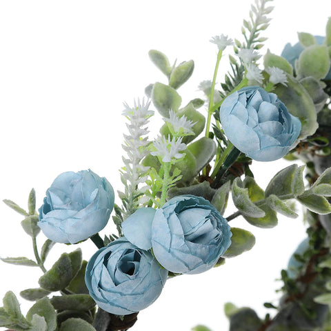 Flower Crown Headband Hair Garland - Bohemian Flower Headdress Hair Wreath Adjustable Halo Floral Headpiece for Women Girls Wedding Festival (Blue #1)