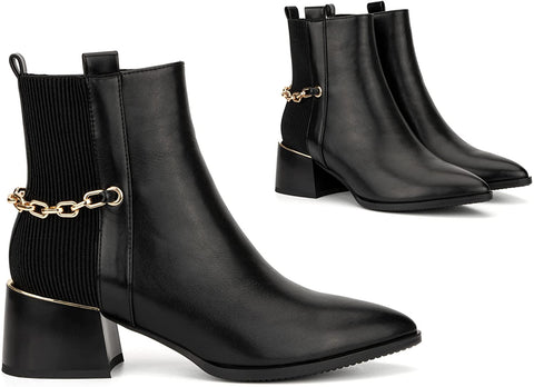 Torgeis Women’s Franny Fashion Casual Micro Suede Zipper Heel Ankle Boots, Pointed-Toe, Rubber Outsole