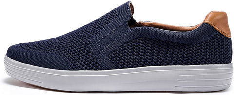 konhill Men's Slip on Fashion Sneaker - Classic Breathable Knit Loafers Skate Shoes