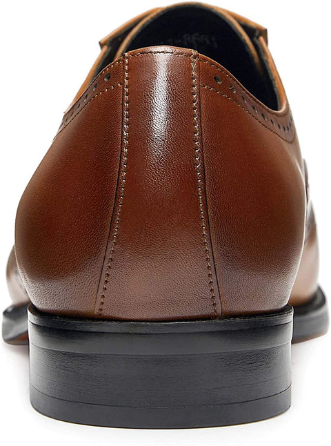 FRASOICUS Men’s Dress Shoes with Genuine Leather in Classic Brogue Elastic Band Oxford Formal Shoes for Men
