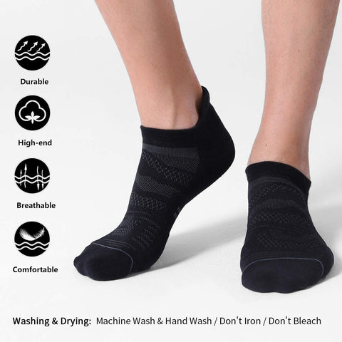 CelerSport 6 Pack Men's Running Ankle Socks with Cushion, Low Cut Athletic Sport Tab Socks