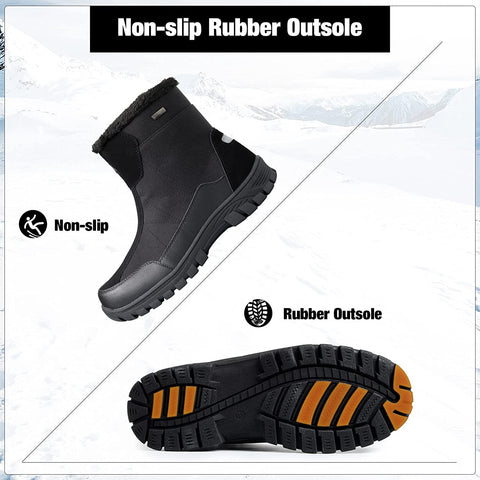 mysoft Mens Insulated Winter Snow Boots Waterproof Fur Lined Short Hiking Boot Warm Outdoor Shoes Anti-slip Lightweight Ankle Boot