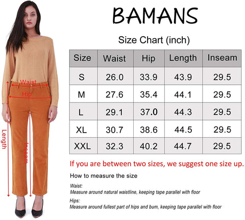 Women's Stretch Corduroy Pants Straight-Fit Fall Winter Warm Comfy Fashion Work Casual Pants