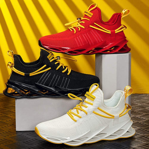 Men’s Casual Running Walking Shoes Mesh Breathable Gym Shoes Blade Slip on Jogging Sneakers Black 9