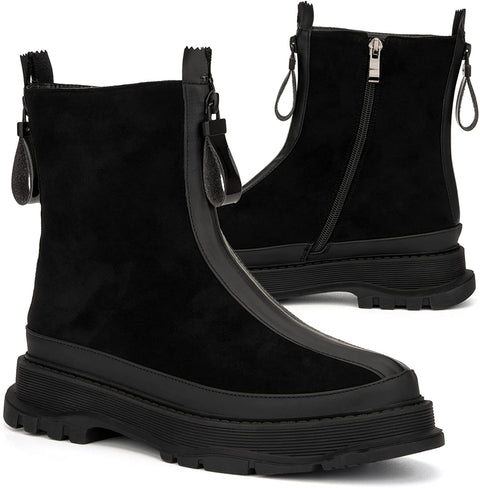 Torgeis Women’s Moira Fashion Casual Micro Suede Zipper Heel Ankle Boots, Round-Toe, Rubber Outsole