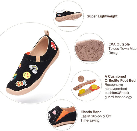 UIN Men's Slip Ons Lightweight DIY Stylish Pattern Stickers Walking Casual Loafers Comfortable Art Travel Shoes