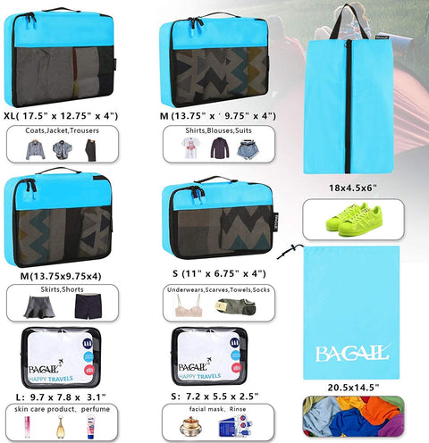 Bagail Set of 14 Packing Cubes for storing your travel items and daily necessities.