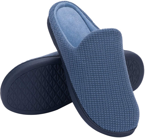 mysoft Men's Comfort Memory Foam Slippers Moccasin House Shoes Sole Indoor Outdoor