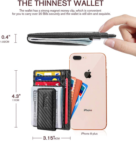 Zitahli Front Pocket Wallet For Men, Slim Money Clip Wallet With Strong Magnetic Closure, RFID Blocking